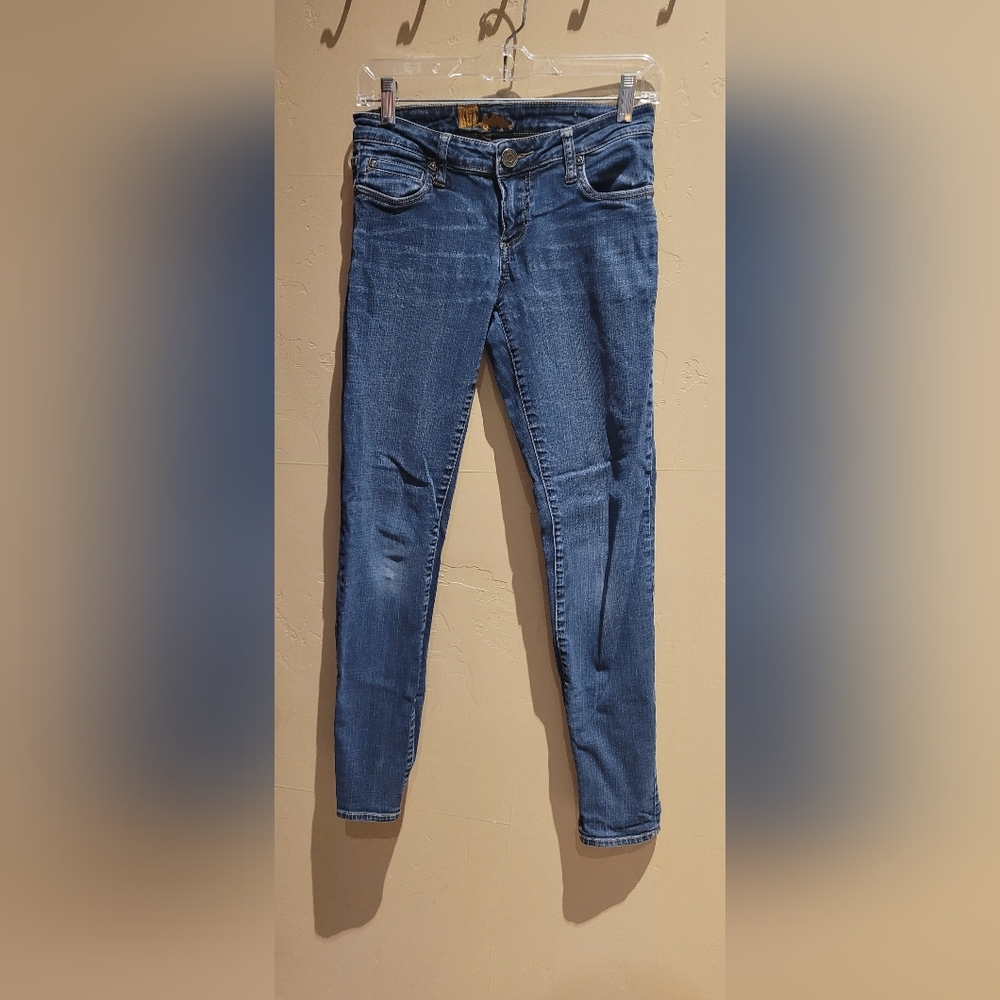 Dark blue jeans.